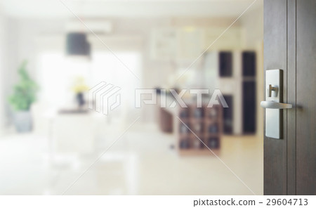 opened wooden door to dining room with pantry opened wooden door to dining room with pantry 29604713