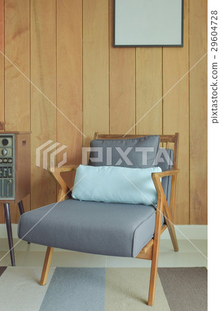 Easy lounge chair with wooden wall  background 29604728