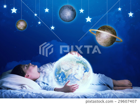 Boy dreaming before sleep Boy dreaming before sleep 29607407