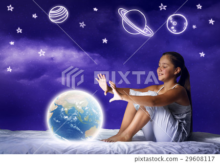 Girl dreaming before sleep Girl dreaming before sleep 29608117
