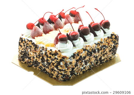 Ice cream cake with cherry on top Ice cream cake with cherry on top 29609106