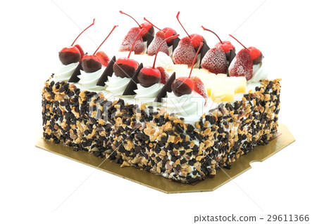 Ice cream cake with cherry on top Ice cream cake with cherry on top 29611366