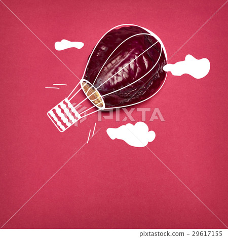 The pop art collage of red cabbage and aerostat on 29617155