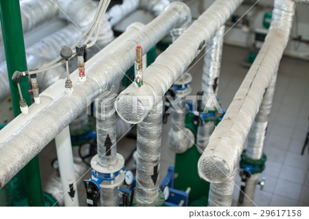 Pipes in a boiler room. Isolation of pipes. Water 29617158