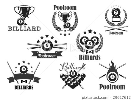 Billiards contest vector icons or emblems set Billiards contest vector icons or emblems set 29617612