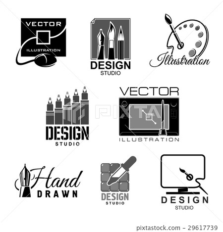 Graphic illustration design studio vector icons 29617739
