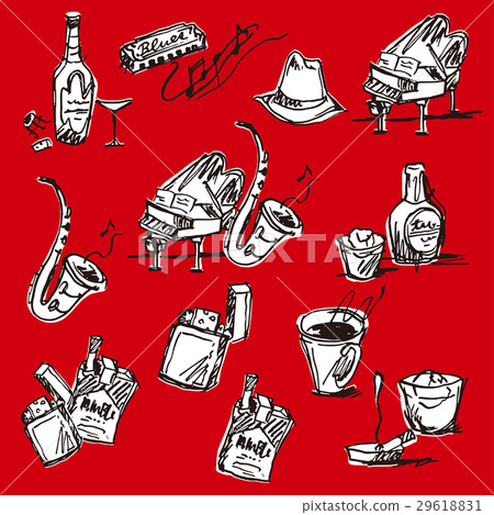 Illustrations of piano and saxophone Illustrations of piano and saxophone 29618831