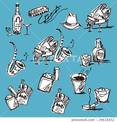 Illustrations of piano and saxophone Illustrations of piano and saxophone 29618832