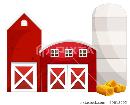 Two Red Barns And Silo Stock Illustration 29618905 Pixta