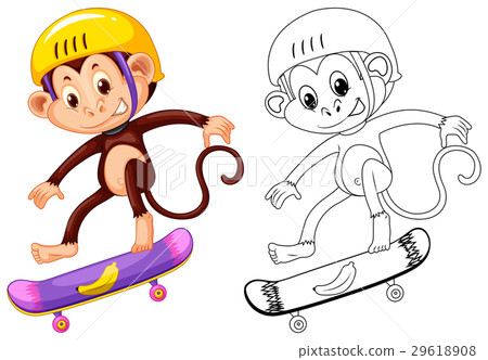 Animal outline for monkey on skateboard 29618908