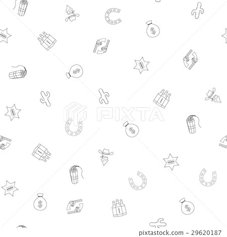 Cowboy hand drawn Seamless Pattern Background Cowboy hand drawn Seamless Pattern Background 29620187