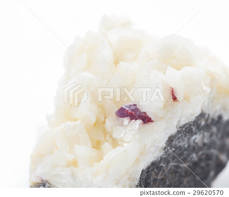 Cinnabar crystal on crystals of calcite 29620570
