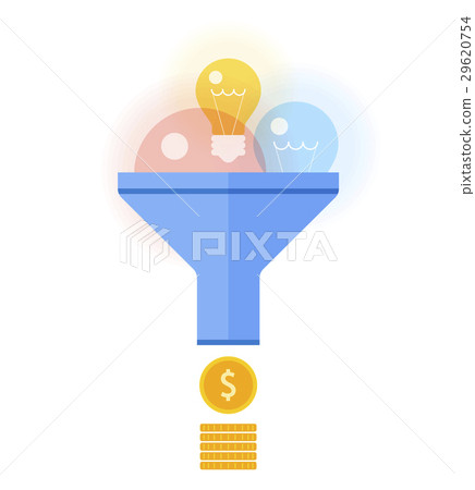 Funnel flow converts ideas, innovations to money Funnel flow converts ideas, innovations to money 29620754
