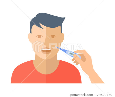 Hand is holding digital thermometer. Hand is holding digital thermometer. 29620770