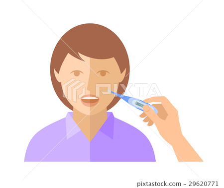 Hand is holding digital thermometer. Hand is holding digital thermometer. 29620771