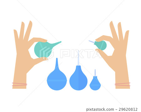 Hands with rubber enema. Medical equipment Hands with rubber enema. Medical equipment 29620812
