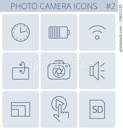 Digital photo camera line symbols. Vector icon set Digital photo camera line symbols. Vector icon set 29621195