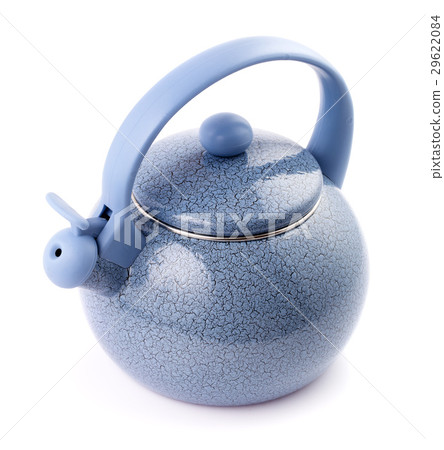 Blue enamel kettle isolated on white above 29622084