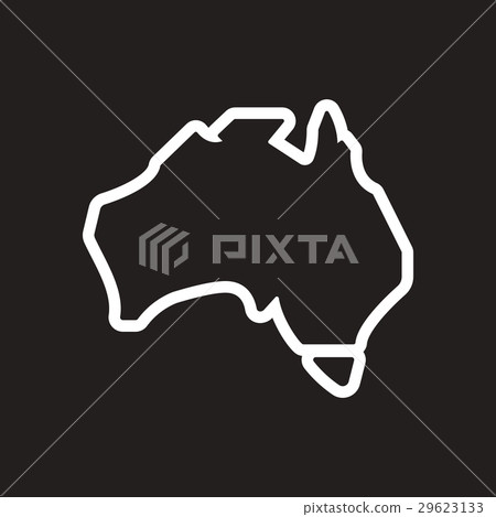 stylish black and white icon map of Australia 29623133