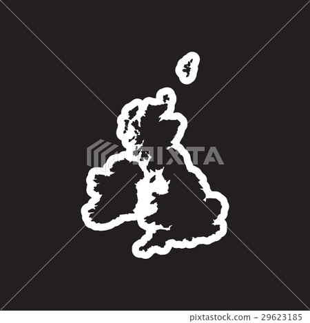 stylish black and white icon map of Britain 29623185