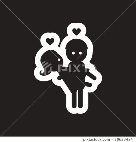 Flat icon in black and white pair of lovers 29623484
