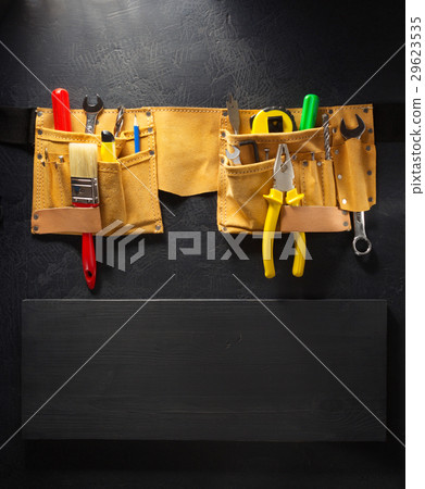 tools and instruments in belt on black 29623535