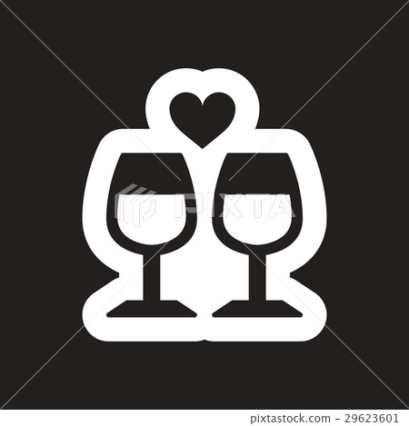 Flat icon in black and white wine glasses 29623601