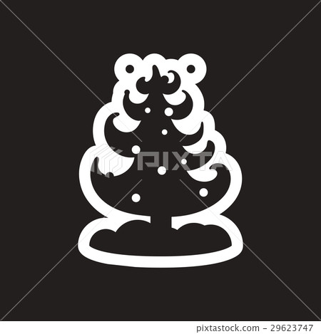 Flat icon in black and white Christmas tree 29623747