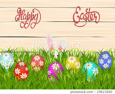 Happy easter. Easter colored eggs with a pattern Happy easter. Easter colored eggs with a pattern 29623880