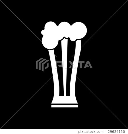 Flat icon in black and white glass of beer 29624130