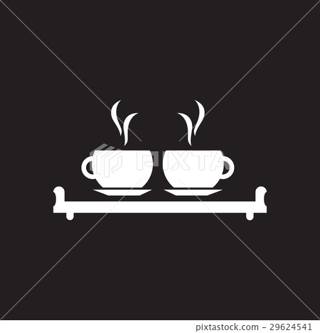 Flat icon in black and white couple cups Flat icon in black and white couple cups 29624541