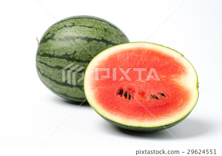 Half of watermelon fruit on white background Half of watermelon fruit on white background 29624551