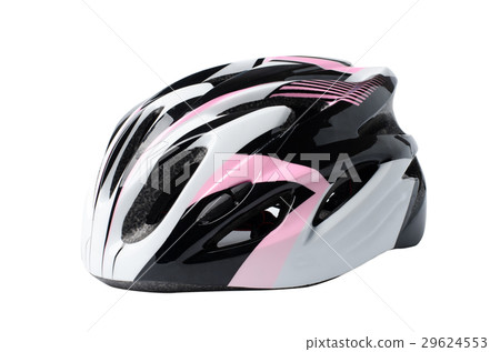 Pink bicycle helmet isolated on white background 29624553