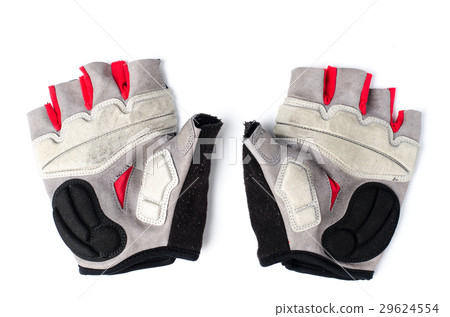 Red bicycle gloves on white background Red bicycle gloves on white background 29624554