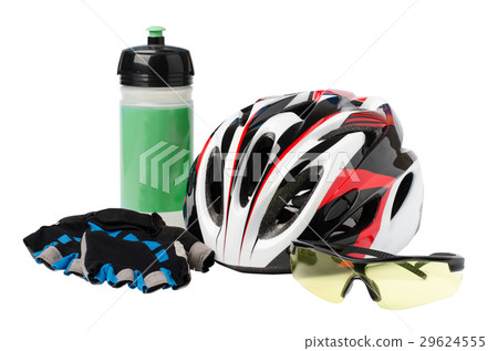 Bicycle helmet,gloves,sunglasses and water bottle Bicycle helmet,gloves,sunglasses and water bottle 29624555