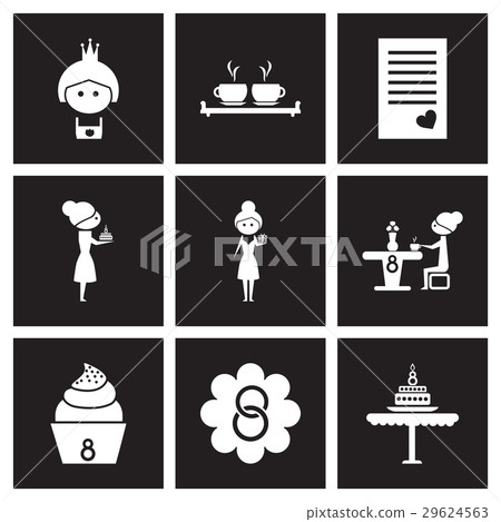 Concept flat icons in black and white women Day 29624563