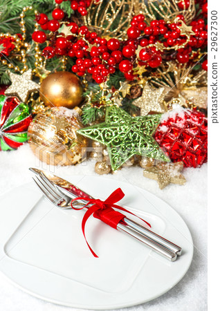 Christmas decoration with baubles golden garlands 29627300