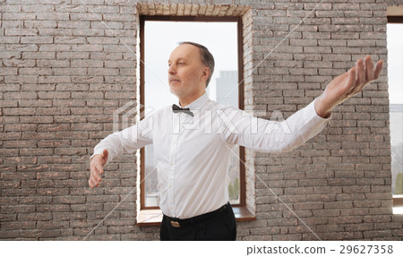 Optimistic bearded aged man enjoying classical Optimistic bearded aged man enjoying classical 29627358