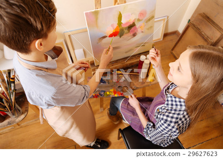 Friendly kids practicing painting in the art 29627623