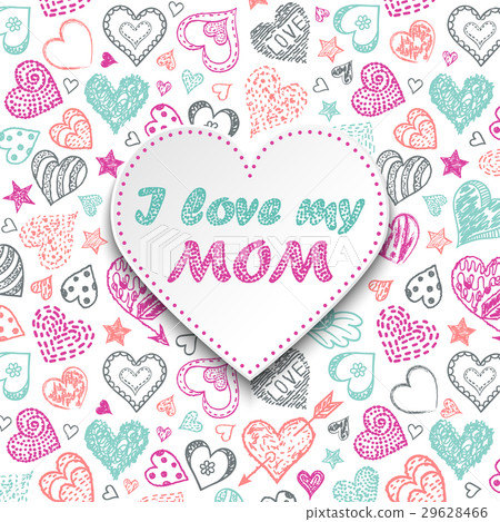 Colorful card with hearts. 29628466