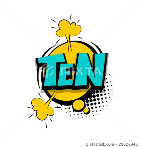 图库插图: colored comic text numbers ten