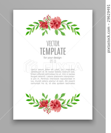 Watercolor wedding invitation design with flower 29629491