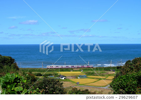 Local train 701 which goes along the sea 29629607
