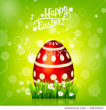 Easter Egg Hunt Green Background April Holidays Stock Illustration