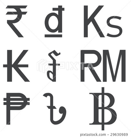 Set of Southeast Asia Countries currencies symbols 29630989