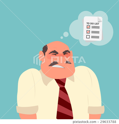 Businessman confused with paper note with to do Businessman confused with paper note with to do 29633788