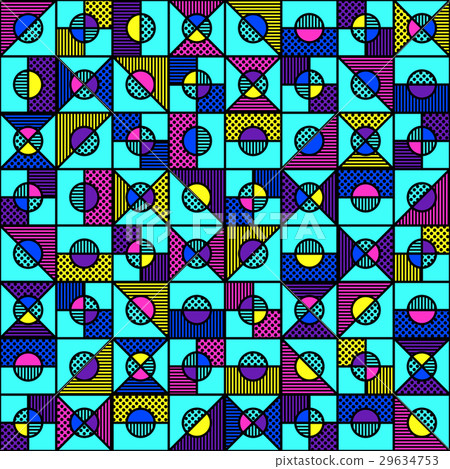 bright geometric seamless pattern in 80s style 29634753