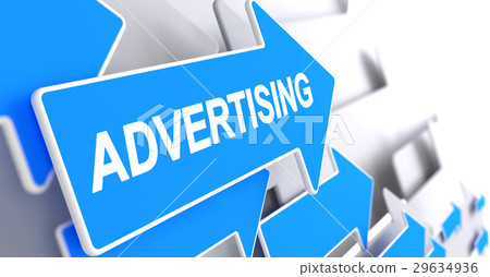 Advertising - Inscription on Blue Pointer. 3D. 29634936
