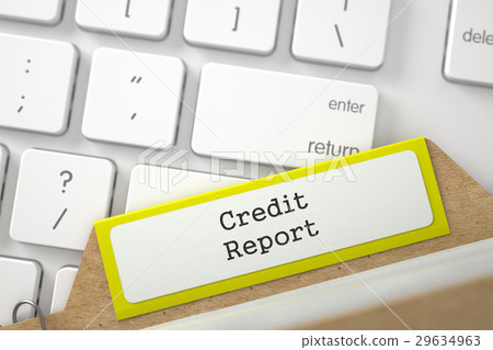 File Card with Inscription Credit Report. 3D. 29634963