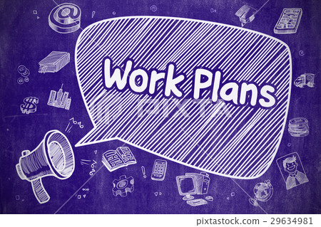 Work Plans - Doodle Illustration on Blue Work Plans - Doodle Illustration on Blue 29634981